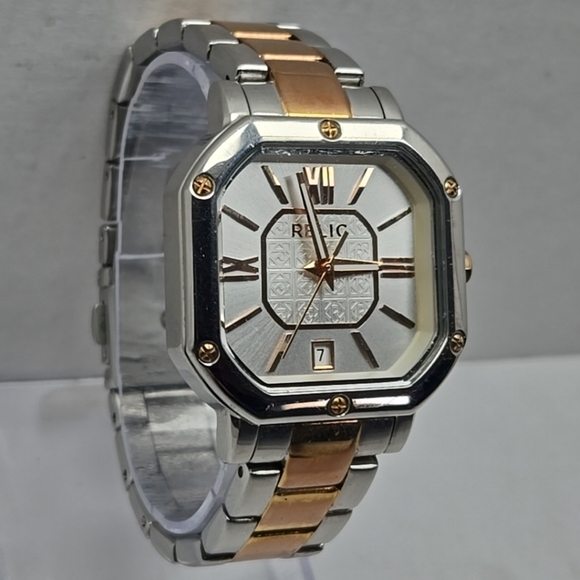 Womens Relic Watch ZR34172 33mm Silver Rose Gold Two-Tone Date Dial New Battery - Picture 3 of 10